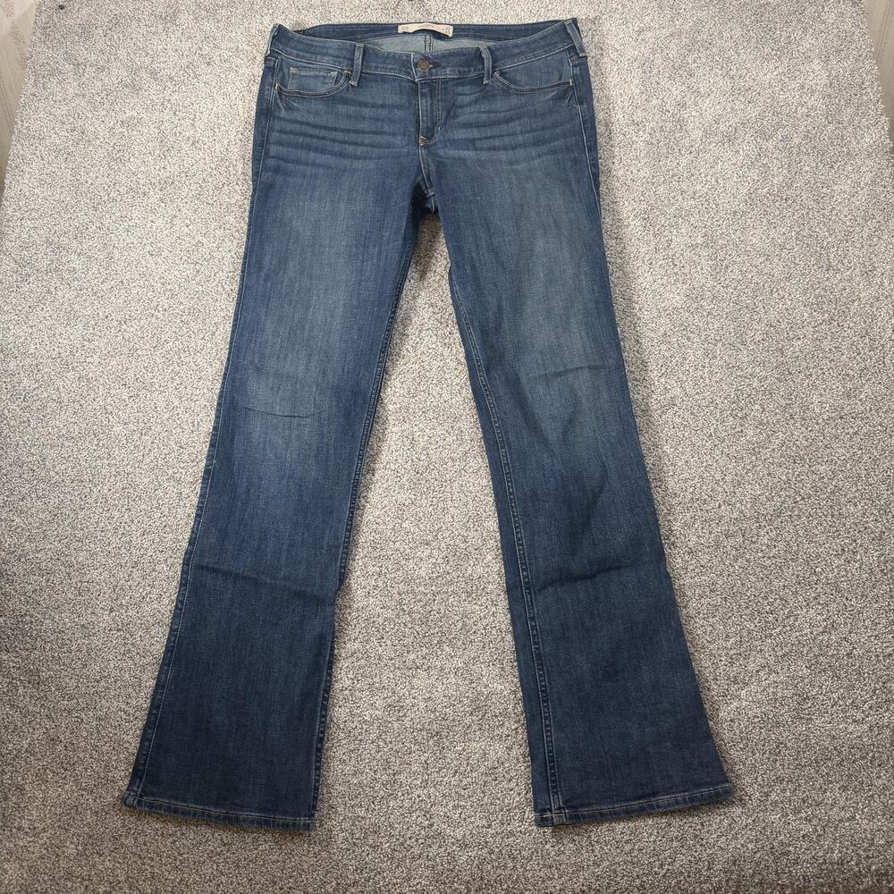 Hollister Boot Jeans Juniors 15R 32x33 Blue Mid Wash Stretch Denim Normcore